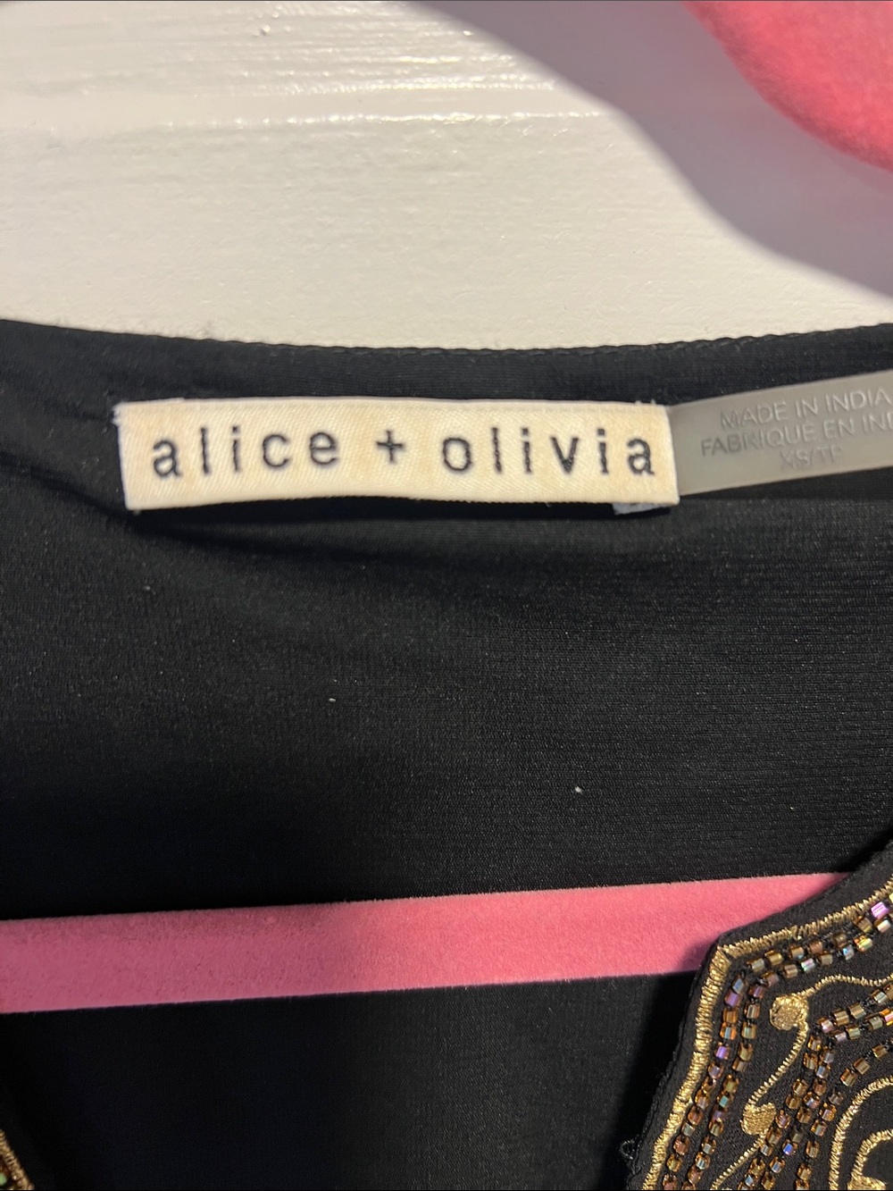 Alice + Olivia Black Tunic Dress with Gold Embroidery - Picture 2 of 3